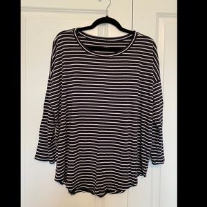 Stretch Quarter Sleeve Loft Black/White Stripe Top